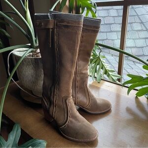 Fossil Knee High Lug Sole Heeled Tall Leather Boots